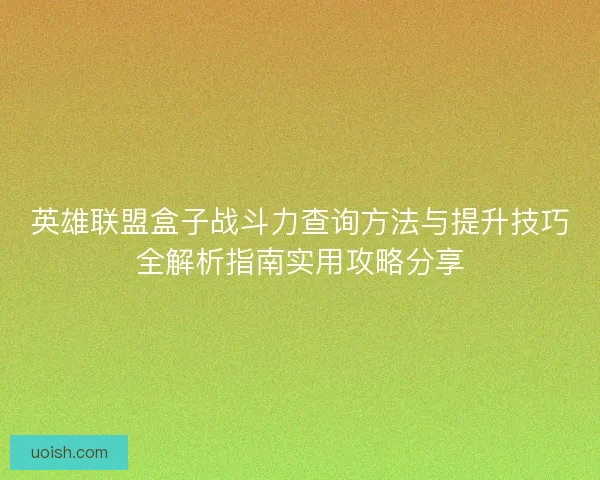 英雄联盟盒子战斗力查询方法与提升技巧全解析指南实用攻略分享